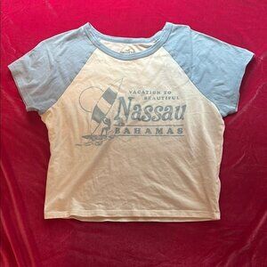 Hollister Blue and White Crop Top